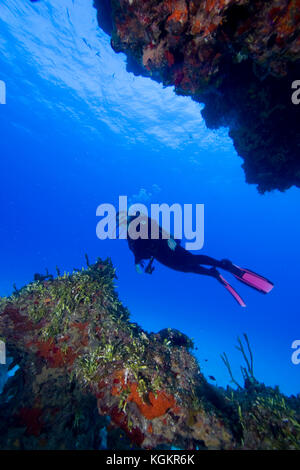 Cave Rock, Eleuthera, Bahama Islands Stock Photo