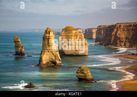 The 12 Apostles, located in Port Campbell, Victoria. Stock Photo