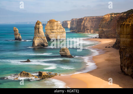 The 12 Apostles, located in Port Campbell, Victoria. Stock Photo
