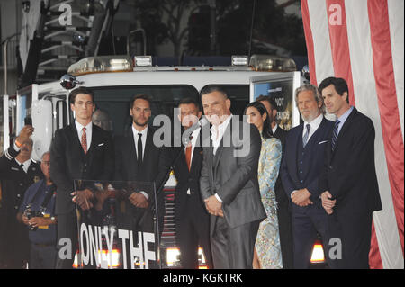 Premiere Only The Brave  Featuring: Miles Teller, Taylor Kitsch, Jennifer Connelly, Jeff Bridges, Josh Brolin, Joseph Kosinski Where: Los Angeles, California, United States When: 09 Oct 2017 Credit: Apega/WENN.com Stock Photo