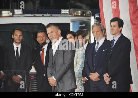 Premiere Only The Brave  Featuring: Miles Teller, Taylor Kitsch, Jennifer Connelly, Jeff Bridges, Josh Brolin, Joseph Kosinski Where: Los Angeles, California, United States When: 09 Oct 2017 Credit: Apega/WENN.com Stock Photo