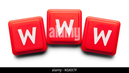 WWW Spelled with Wood Tiles Isolated on a White Background. Stock Photo