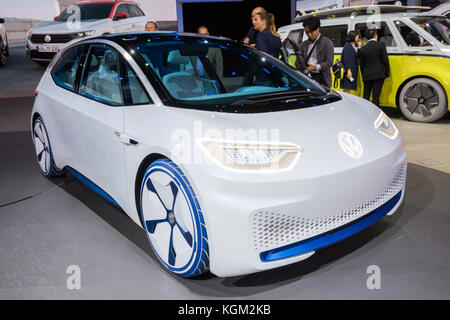 FRANKFURT, GERMANY - SEP 12, 2017: New 2020 Volkswagen ID Concept autonomous electric car shown at the Frankfurt IAA Motor Show 2017. Stock Photo
