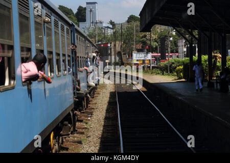 Gampola Kandy Central Province Sri Lanka Passengers on train Stock Photo