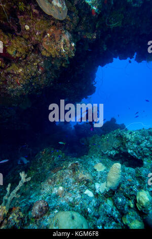 Cave Rock, Eleuthera, Bahama Islands Stock Photo