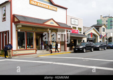 Street view of downtown Sitka, Alaska. Stock Photo