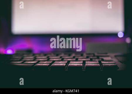 Dark Macro shot of an Computer Keyboard Stock Photo