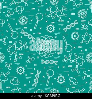 Seamless pattern with variety scientific, education elements. Design for banner, poster or print. Stock Vector