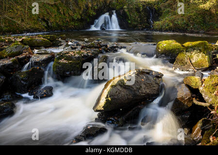 Waterfalls at Kirkconnel Linn, near Ringford, Dumfries & Galloway, Scotland Stock Photo