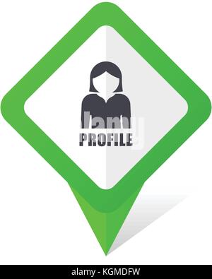 Profile green square pointer web and mobile phone vector icon in eps 10 on white background with shadow Stock Vector