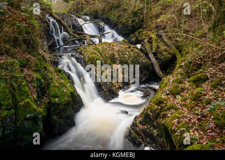 Waterfalls at Kirkconnel Linn, near Ringford, Dumfries & Galloway, Scotland Stock Photo