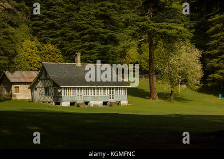 Khajjiar is a hill station in Chamba district, Himachal Pradesh, India, located approximately 24 km from Dalhousie. Stock Photo