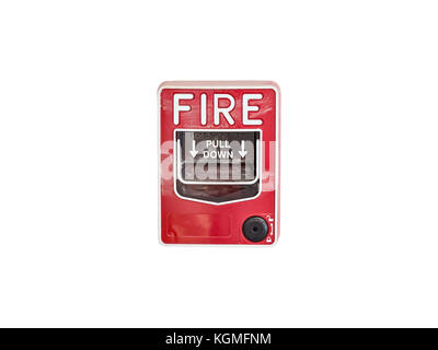 Fire alarm box isolate on white background Stock Photo