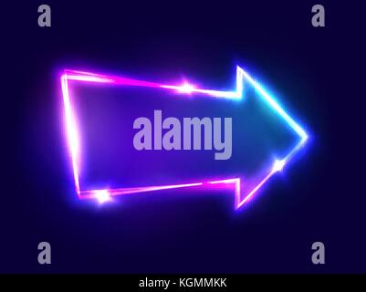 3d Light Bar Arrow Pointer With Neon Effect. Stock Vector