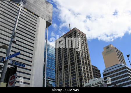 Skyscrapers in Brisbane, South Bank, Australia  on sunny bright day, 9. november 2011 Stock Photo