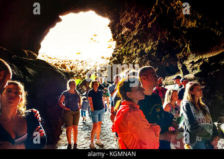 Cueva de los Verdes, underground cave. Haria. Lanzarote Island. Canary Islands Spain. Europe Stock Photo