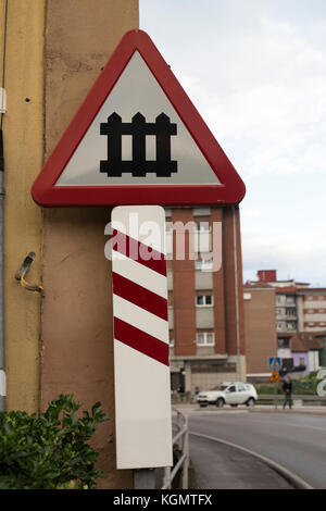 Railroad crossing sign Stock Photo