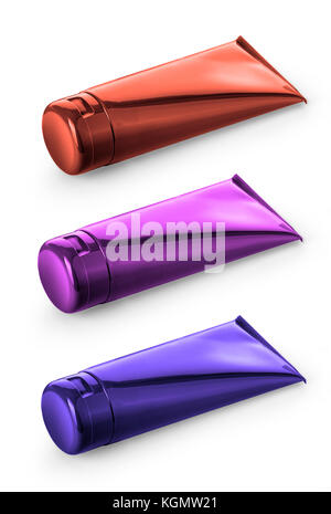 close up of color  tube on white background with clipping path Stock Photo