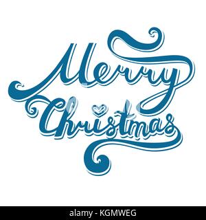 Merry Christmas inscription. Hand drawn lettering with curves. Calligraphy script on white background for your greeting card Stock Vector