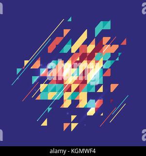 Abstract colored geometric theme. Flat modern mosaic. Busines theme for your presentation on dark violet background Stock Vector