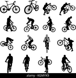 bicycle black set 01 Stock Vector