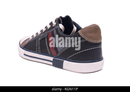 Fashion leather sneakers isolated on white background with clipping path Stock Photo