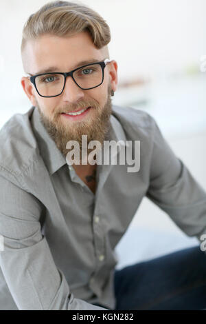 Portrait of stylish young man with beard Stock Photo