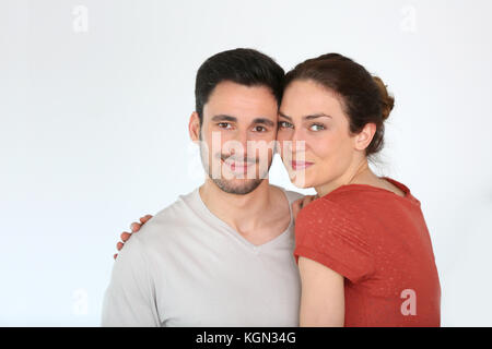 Portrait of loving couple at home, isolated Stock Photo