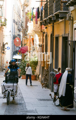 Cagliari street scene :after the carnival Stock Photo