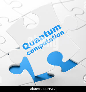 Science concept: Quantum Computation on puzzle background Stock Photo