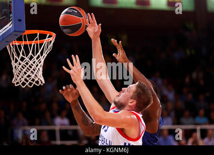 201110) -- ZHUJI, Nov. 10, 2020 (Xinhua) -- Vladimir Stimac of Qingdao  Eagles celebrates during the 11th round match between Nanjing Monckey Kings  and Qingdao Eagles at the 2020-2021 season of the