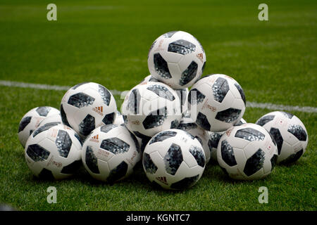 Moscow, Russia. 10th Nov, 2017. Official World Cup 2018 match balls at Luzhniki stadium in Moscow. Credit: Alizada Studios/Alamy Live News Stock Photo