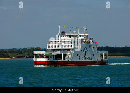 Red Funnel line ferry on the Solent between Southampton and Cowes Stock Photo