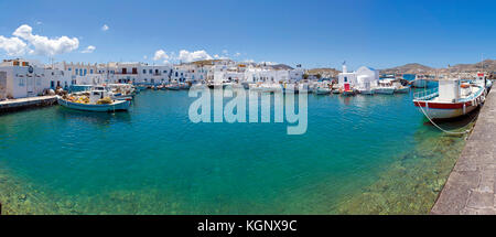 Fishing boats at the fishing harbour of Naoussa, Paros, Cyclades, Greece, Mediterranean Sea, Europe Stock Photo