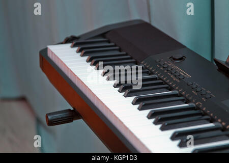 Keys electronic synthesizer close up. Musical instruments Electronic synthesizer piano keyboard isolated on white background with clipping path Stock Photo