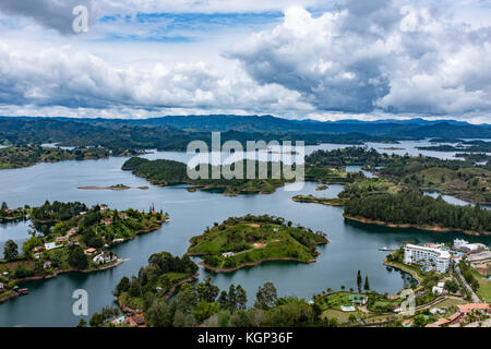 View on the catchment from the top of the Stone of El Peñol Stock Photo