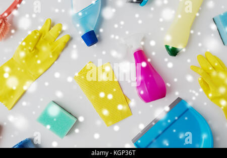 cleaning stuff on white background Stock Photo