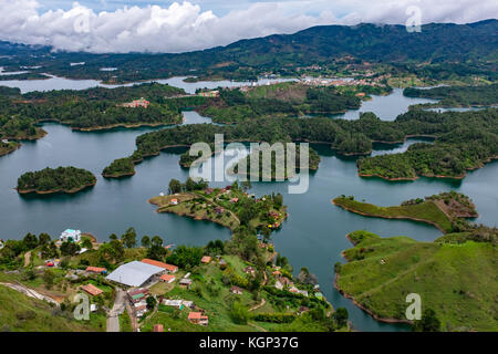 View on the catchment from the top of the Stone of El Peñol Stock Photo