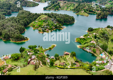 View on the catchment from the top of the Stone of El Peñol Stock Photo