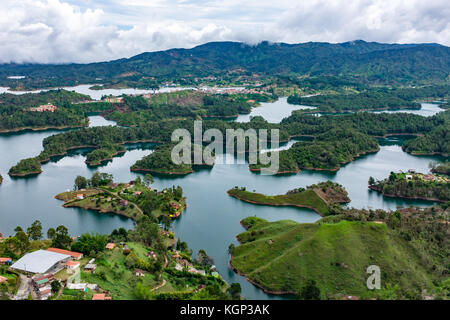 View on the catchment from the top of the Stone of El Peñol Stock Photo