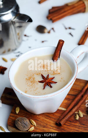 Traditional indian masala chai tea with spices Stock Photo