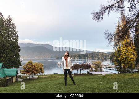 Photo of Girl at Deep Cove in North Vancouver, BC, Canada Stock Photo