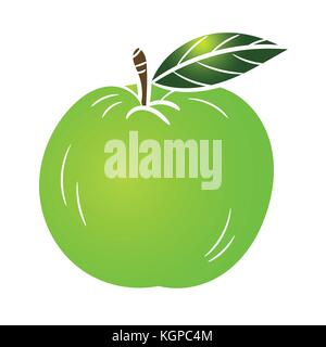 Illustration Green Apple isolated on white background - Vector Illustration. Stock Vector