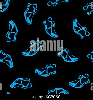 Blue running shoes seamless pattern Stock Vector