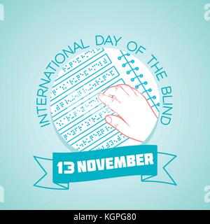 Calendar for each day on november 13. Greeting card. Holiday -  International Day of the Blind. Icon in the linear style Stock Vector
