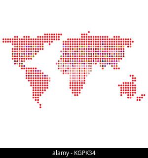Colorful dotted world map Stock Vector