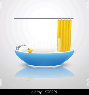 bathtube blue color Stock Vector