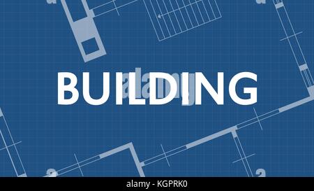 building on blueprint Stock Vector