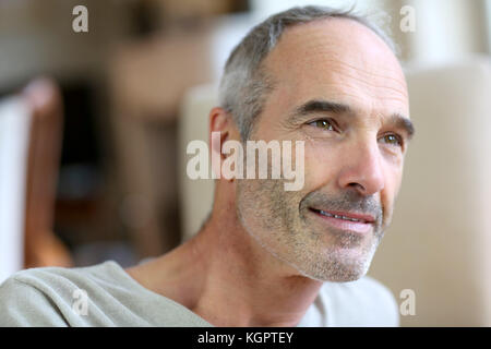 Closeup of relaxed and serene senior man Stock Photo