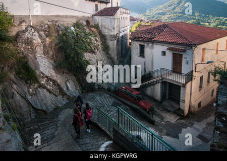 Children go to school in the village of Aieta, Italy. Aieta (also written in Ajeta form) is an Italian municipality of 814 inhabitants in the province Stock Photo